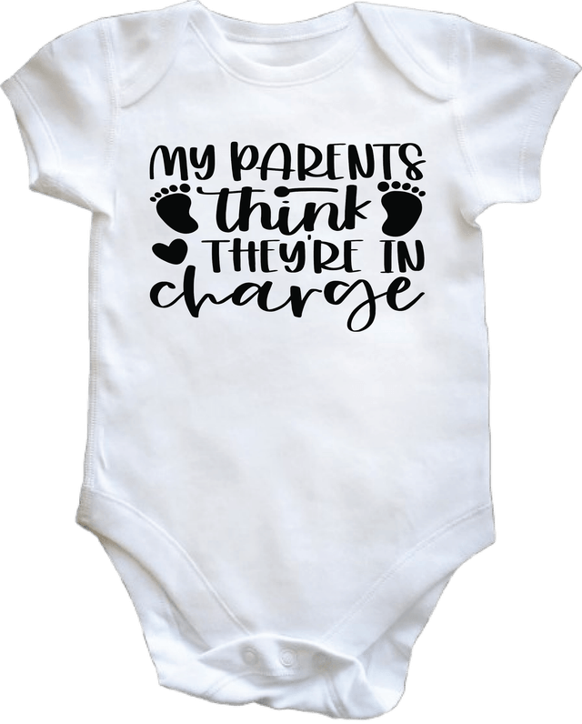 MY PARENTS THINK THEY'RE IN CHARGE - VEST 0–3 Month Baby Vest – White | Adroit Baby