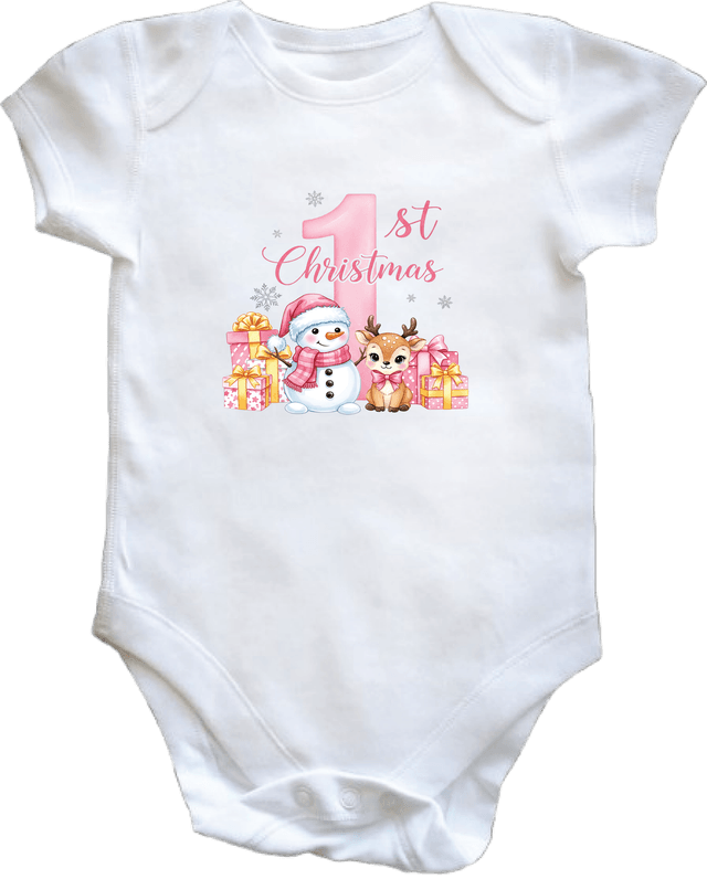 1ST CHRISTMAS - VEST 0–3 Month Baby Vest – White | Adroit Baby
