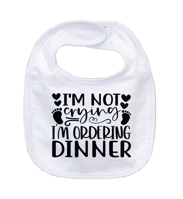 I'M NOT CRYING - 0–3 Month Baby Bib – White | Adroit Baby