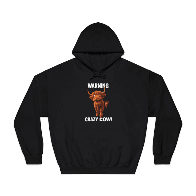 WARNING CRAZY COW HOODIE - Adroit Clothing