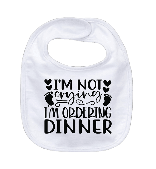 I&#039;M NOT CRYING - 0–3 Month Baby Bib – White | Adroit Baby