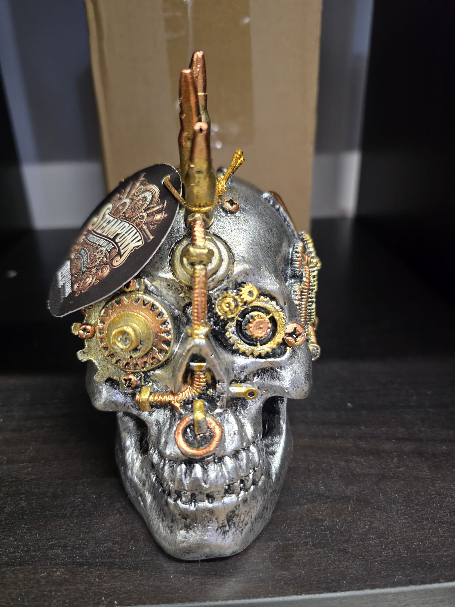 Steampunk Mohawk Skull Ornament