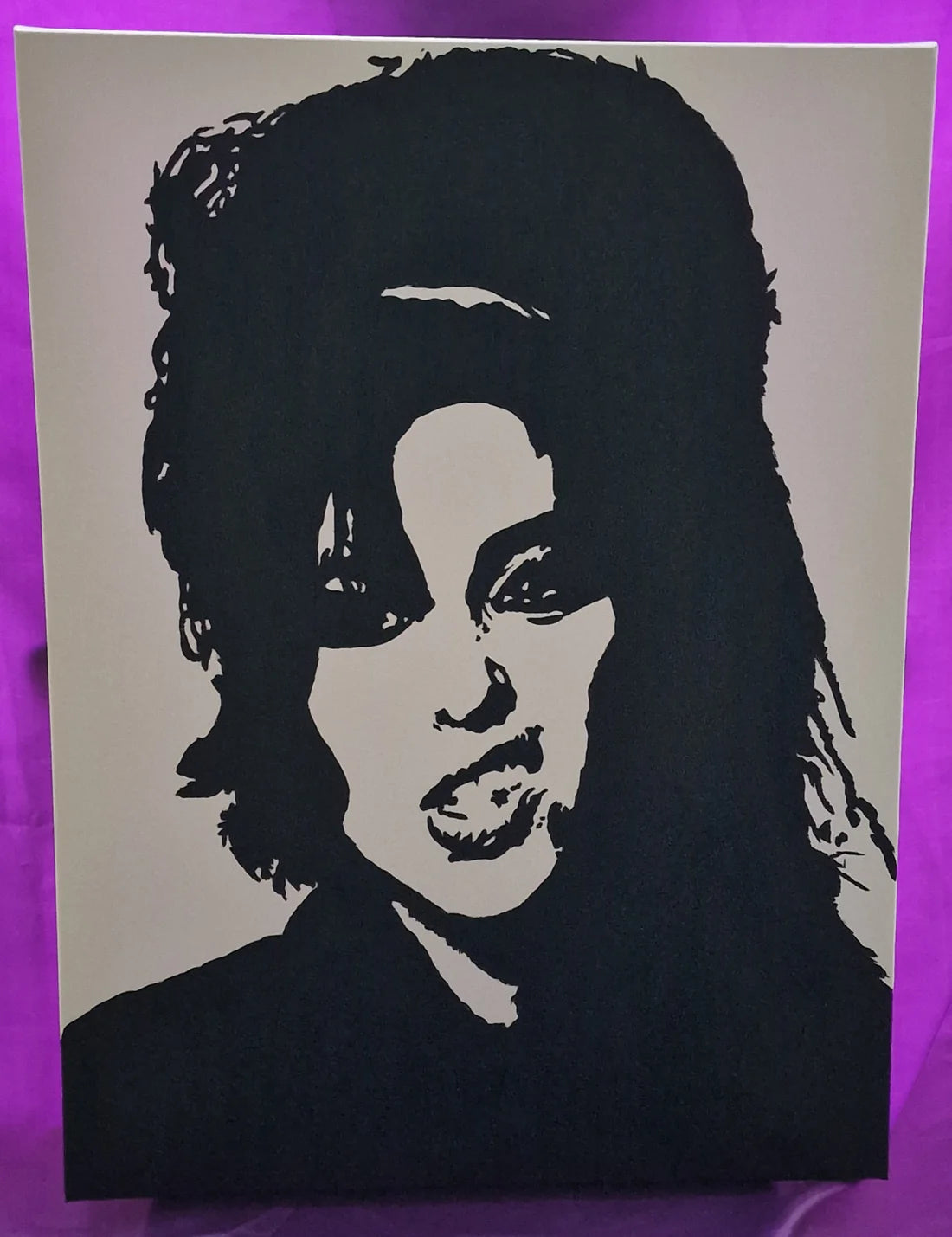 Amy Winehouse (V2) Inspired Canvas Painting | 24x18 Inch | Hand Painted Banksy Style Music Art | Legend Wall Decor