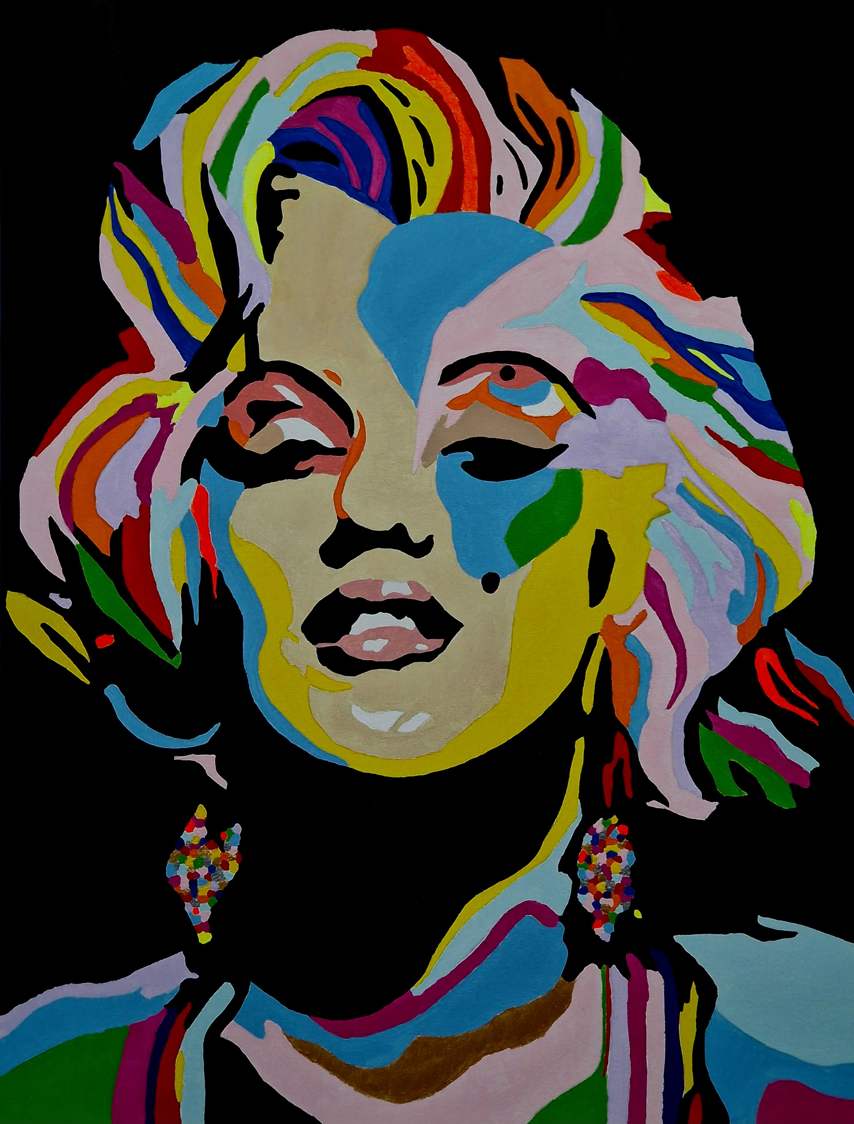 Marilyn Monroe Inspired Pop Art Canvas | Steve Brown Style Hand Painted Portrait | Contemporary Wall Art