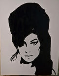 Amy Winehouse Inspired Painting | Banksy Style Monochrome Music Canvas Art | Contemporary Wall Decor
