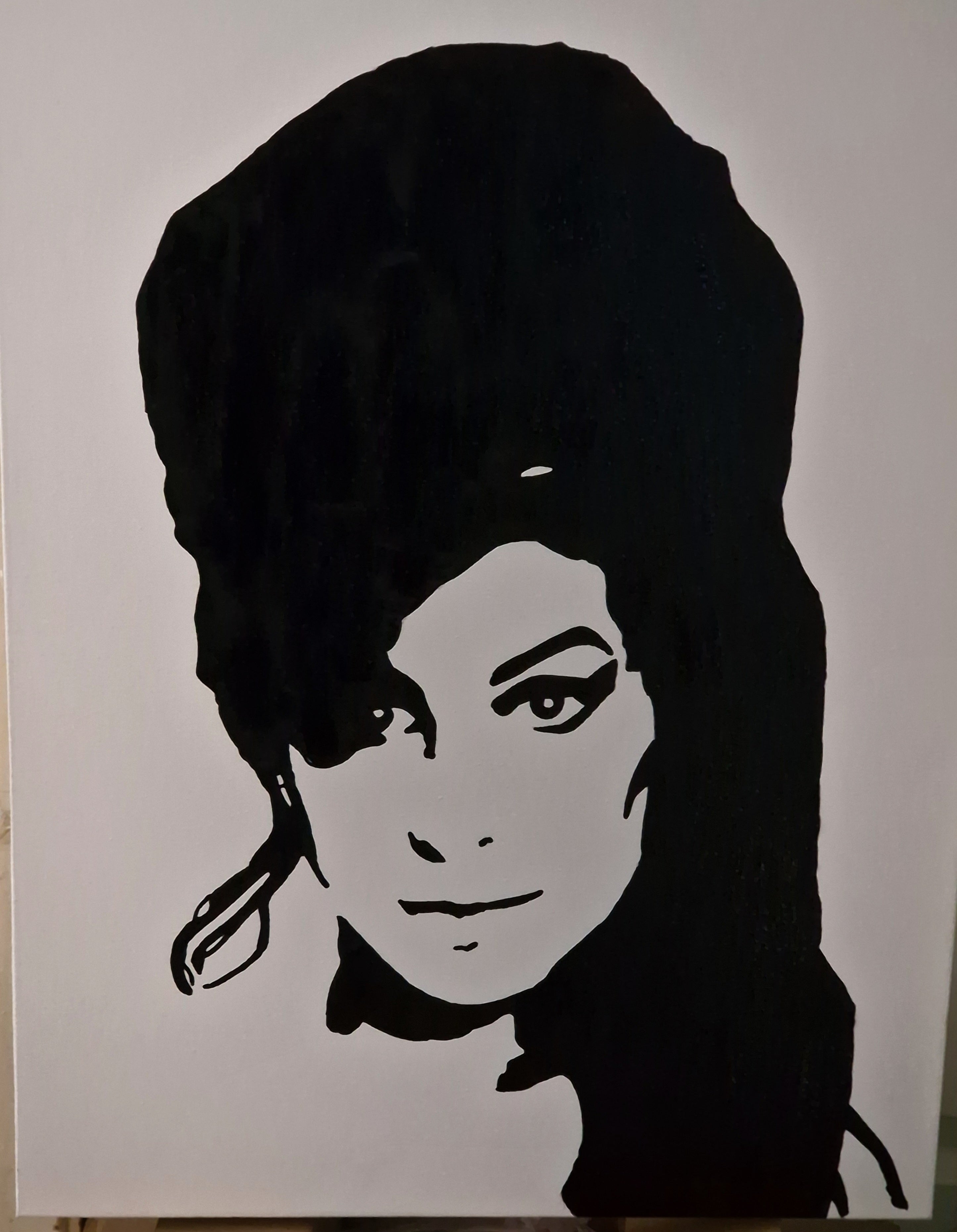 Amy Winehouse Inspired Painting | Banksy Style Monochrome Music Canvas Art | Contemporary Wall Decor