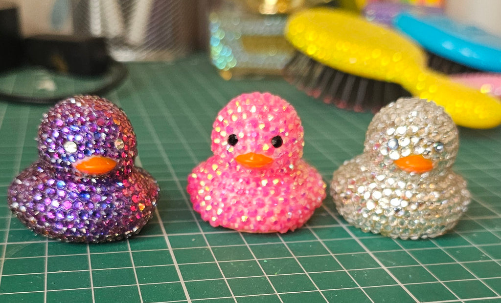 Bedazzled Crystal Rubber Ducks – Handmade Sparkly Collectible Ducks in Assorted Colours
