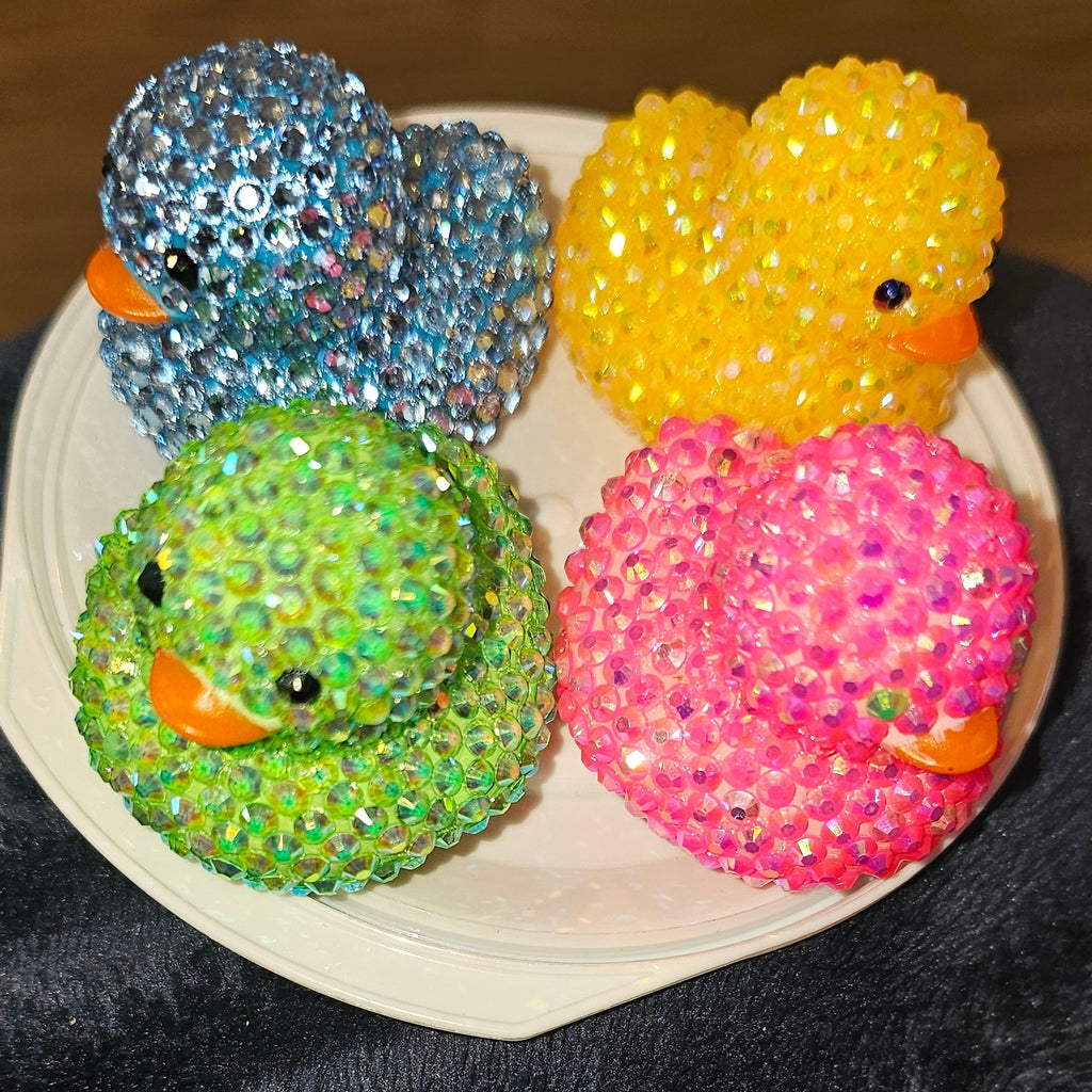 Bedazzled Crystal Rubber Ducks – Handmade Sparkly Collectible Ducks in Assorted Colours