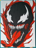Venom Inspired Canvas Painting | 24x18 INCH | Hand Painted Banksy Style Movie Art | Legend Wall Decor