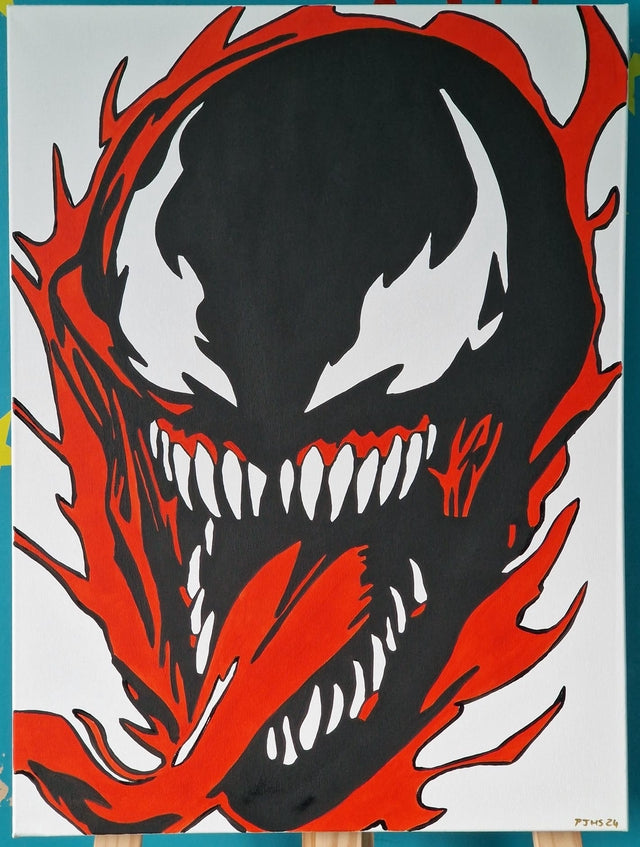 Venom Inspired Canvas Painting | 24x18 INCH | Hand Painted Banksy Style Movie Art | Legend Wall Decor