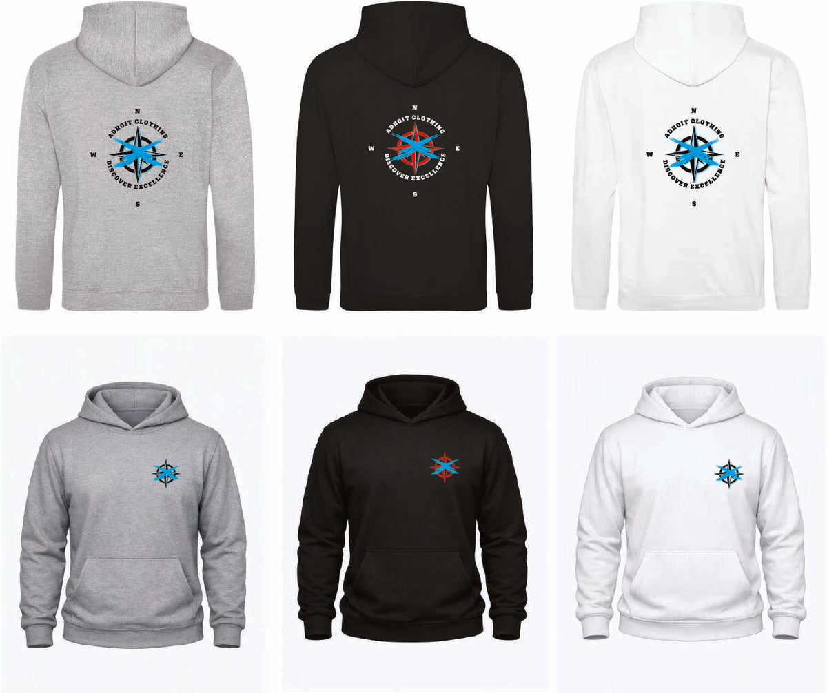 AC Cool Blue Compass Hoodie – Adroit Clothing | Kids & Adults