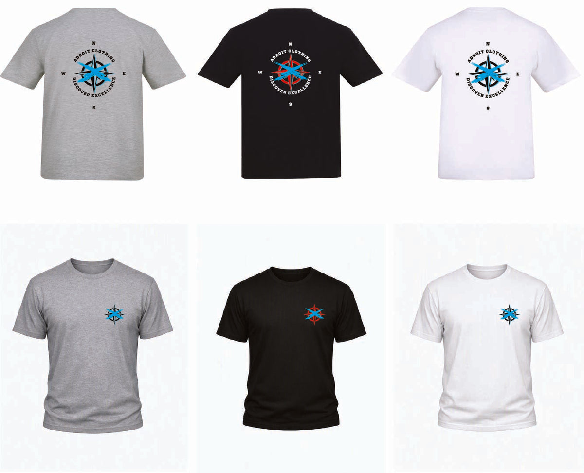 AC Cool Blue Compass T-Shirt – Adroit Clothing | Kids & Adults