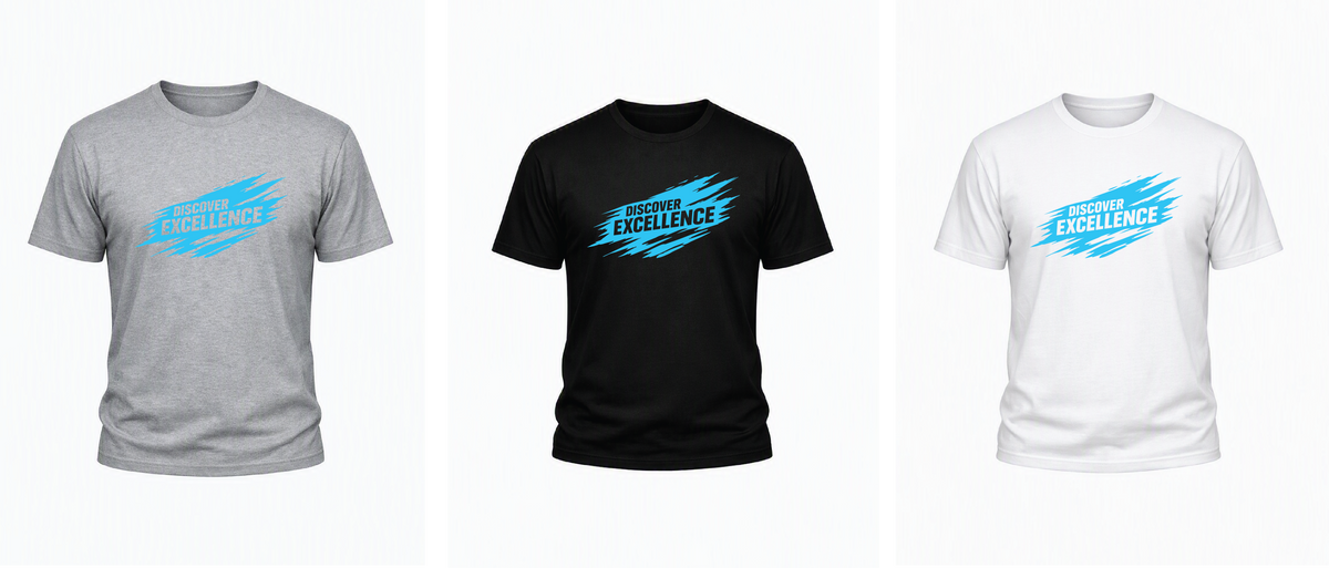 AC Cool Blue Discover Excellence T-Shirt – Adroit Clothing | Kids & Adults
