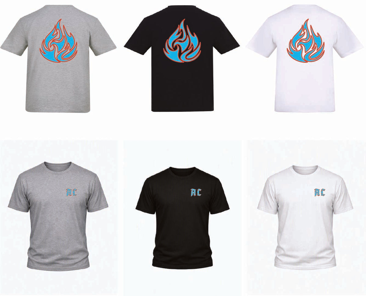 AC Cool Blue Fire T-Shirt – Adroit Clothing | Kids & Adults