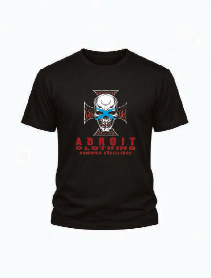 AC Cool Blue Skull Crossfire T-Shirt – Adroit Clothing | Kids & Adults