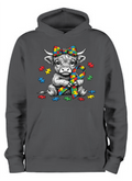 AUSTISM HIGHLAND COW HOODIE (DEEP BLACK)