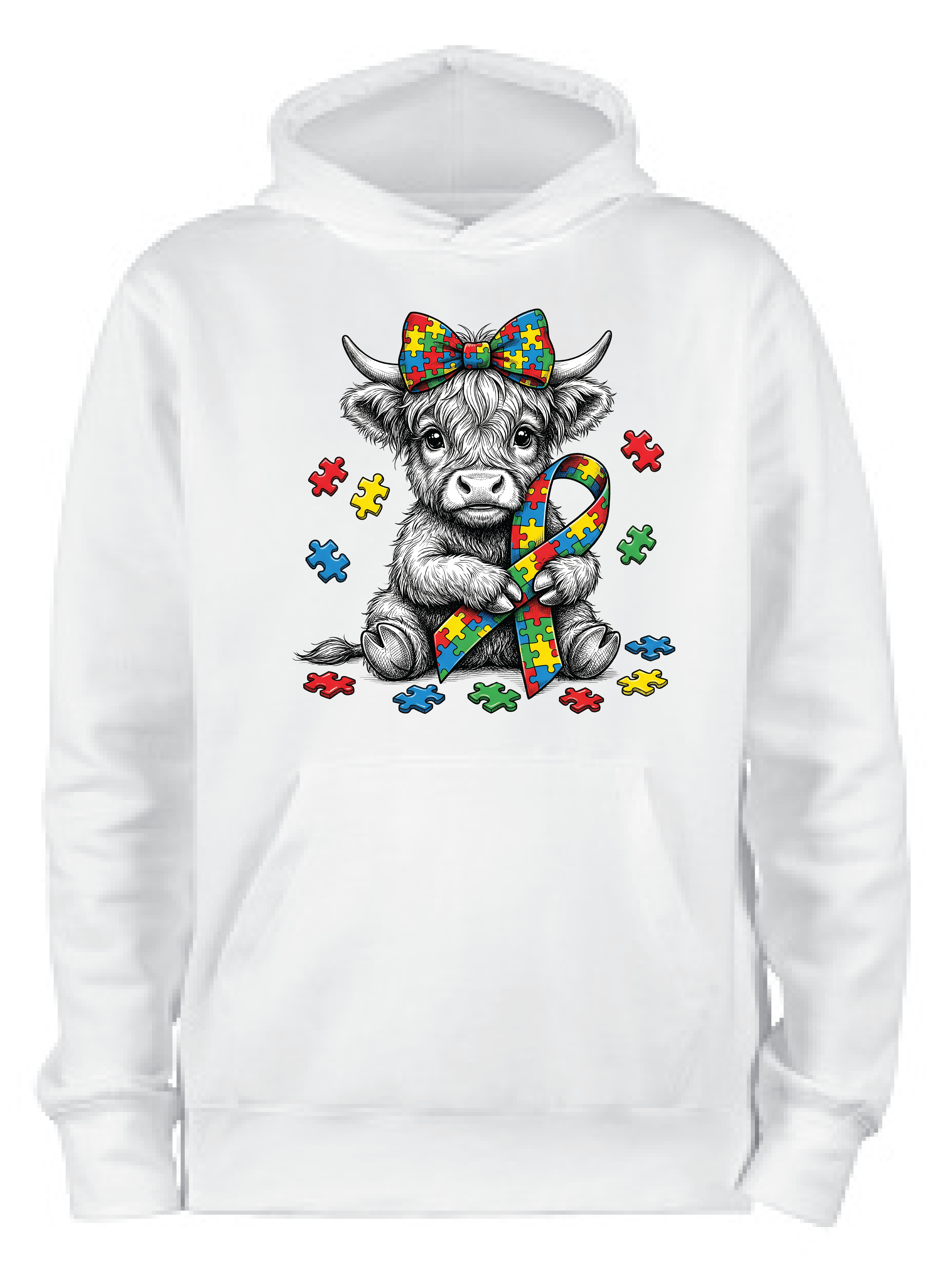 ADROIT CREATIONS AUTISM COW HOODIE (WHITE)