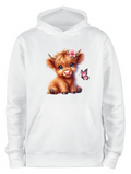 ADROIT KIDS BUTTERFLY & HIGHLAND COW HOODIE (WHITE)