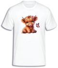 ADROIT KIDS BUTTERFLY & HIGHLAND COW T-SHIRT (WHITE)