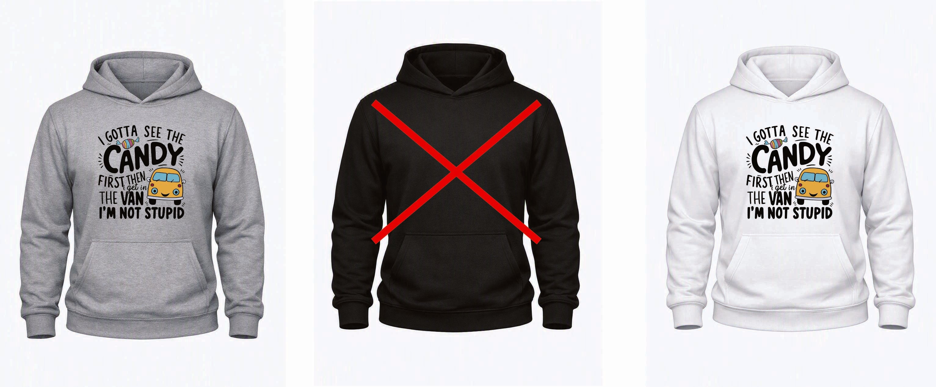 Candy Van Hoodie – Adults S–5XL – Black, White & Grey – Adroit Clothing UK – Adroit Creations