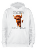 ADROIT CREATIONS WARNING CRAZY COW HOODIE (WHITE)