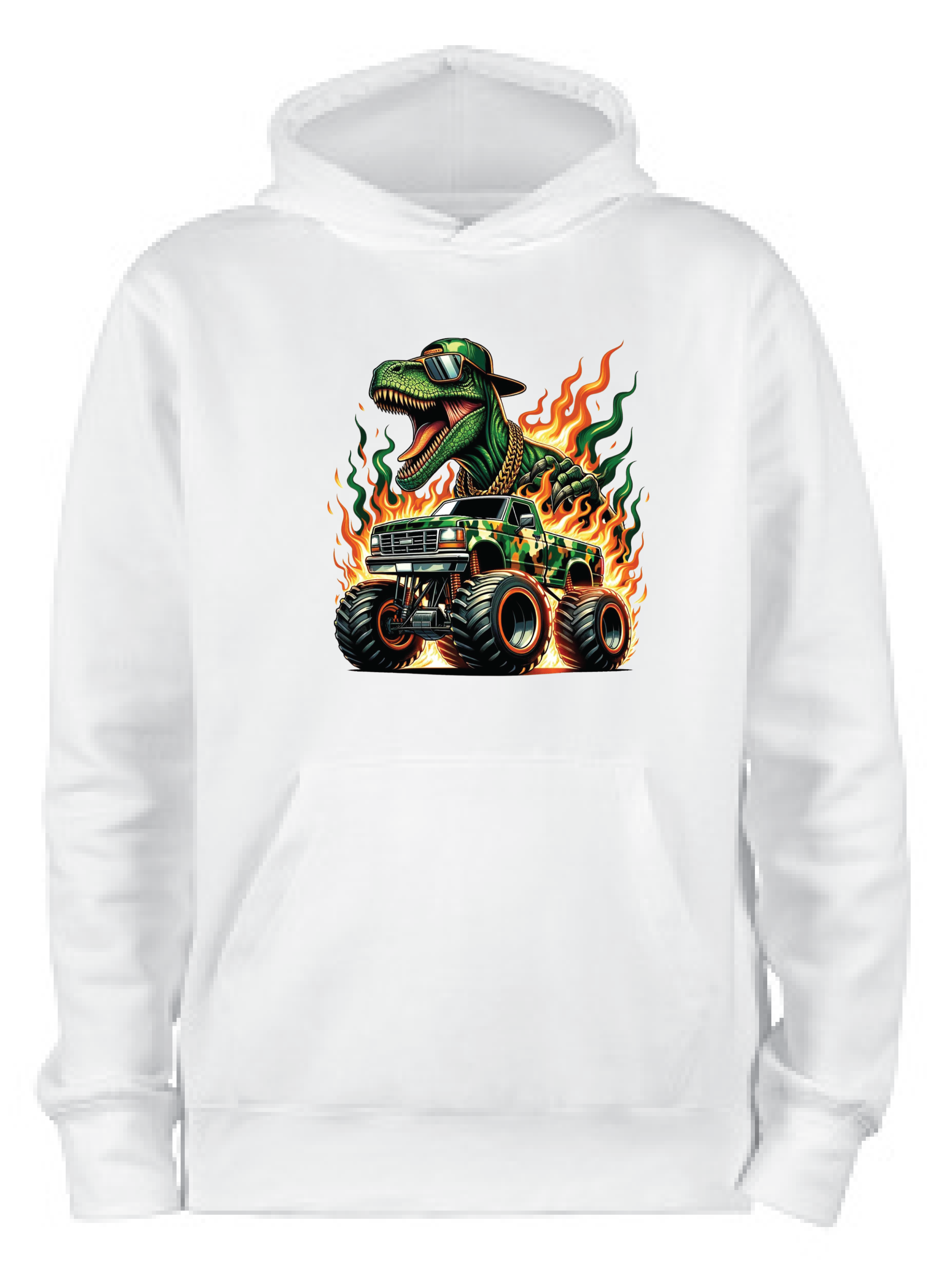 ADROIT KIDS DINO MONSTER TRUCK HOODIE (WHITE)