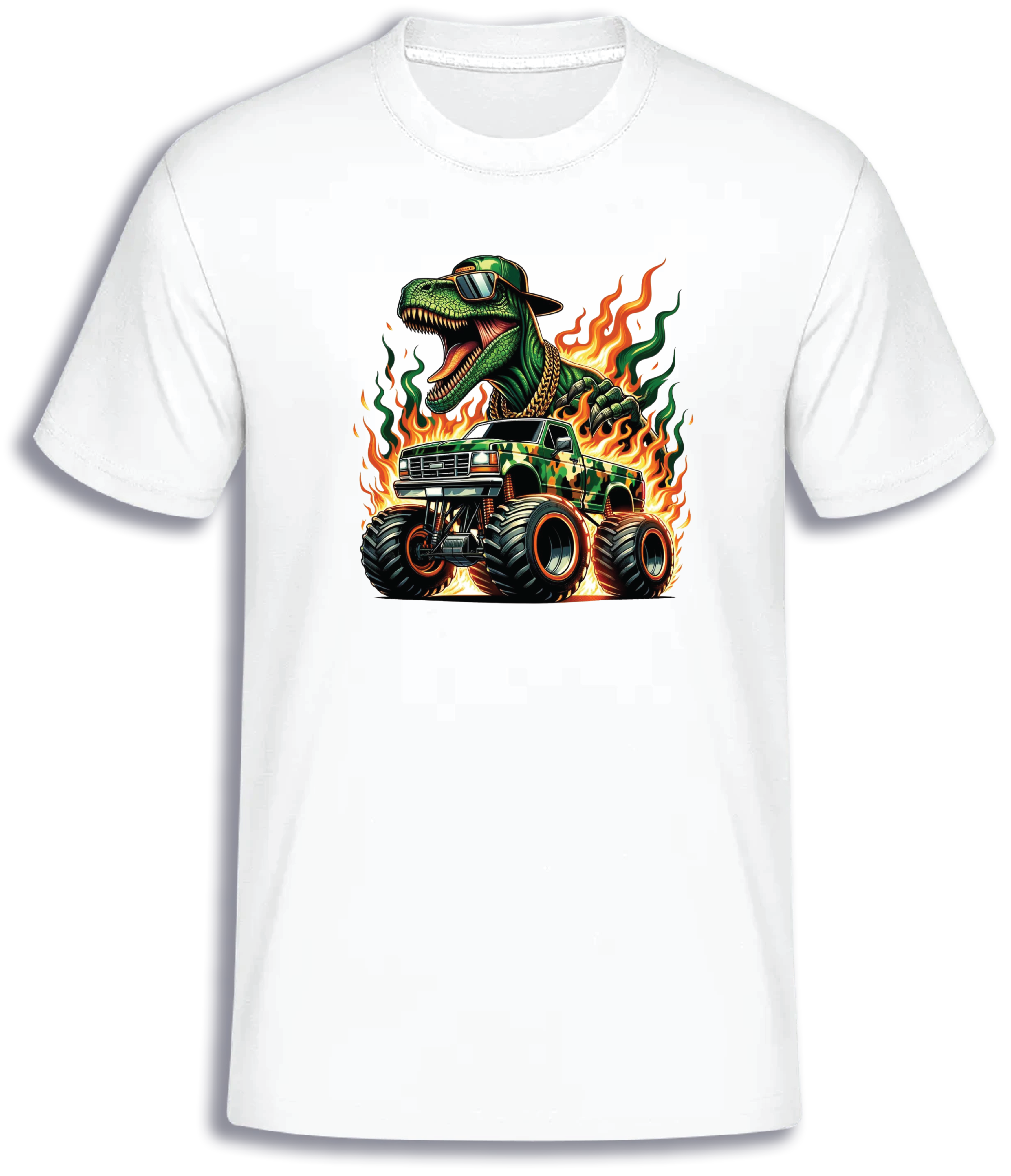 ADROIT KIDS DINO MONSTER TRUCK T-SHIRT (WHITE)