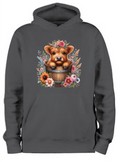 ADROIT KIDS FLOWER POT HIGHLAND COW HOODIE (BLACK)