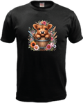 ADROIT KIDS FLOWER POT HIGHLAND COW T-SHIRT (BLACK)