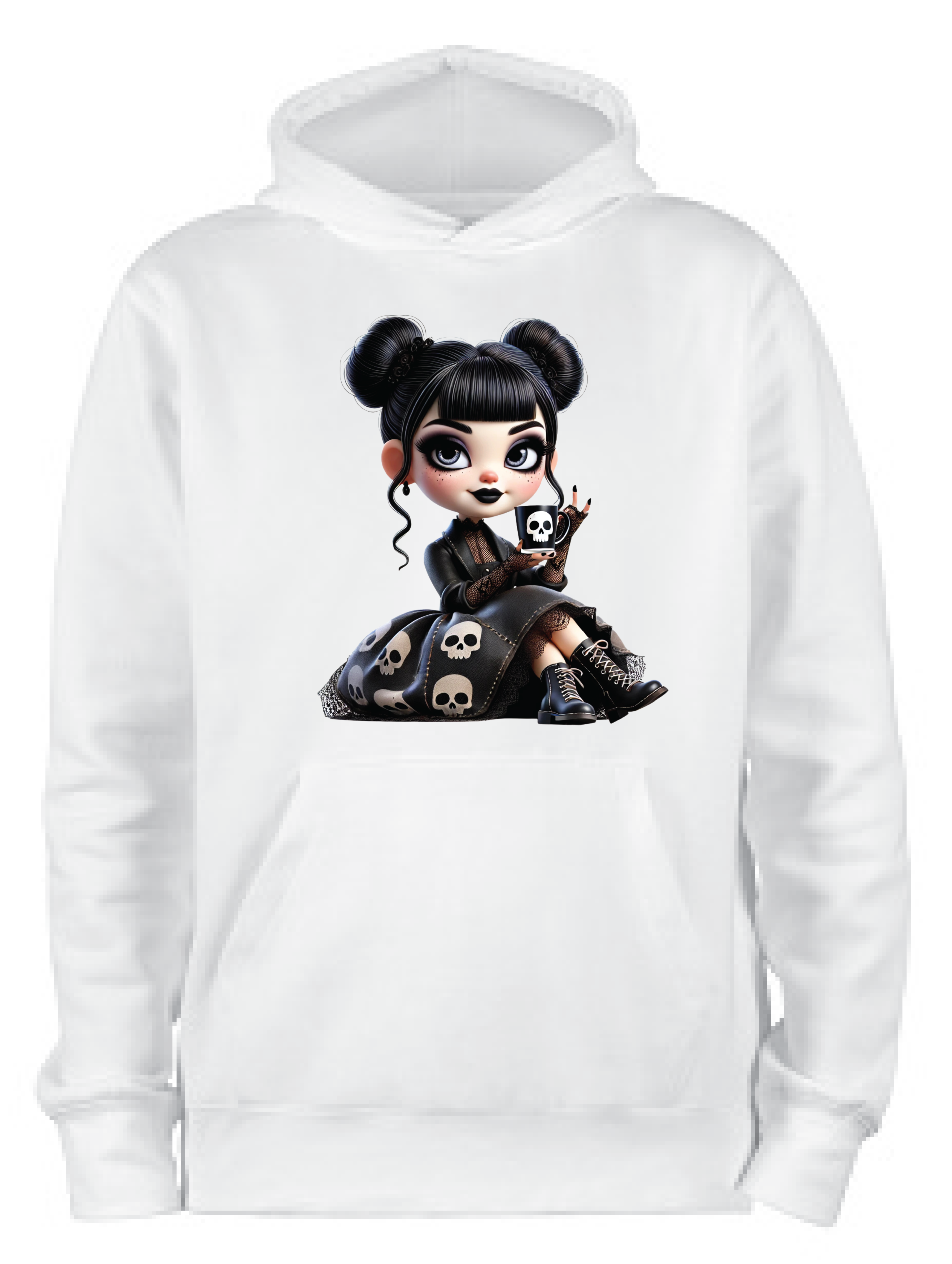ADROIT CREATIONS GOTH GIRL HOODIE (WHITE)