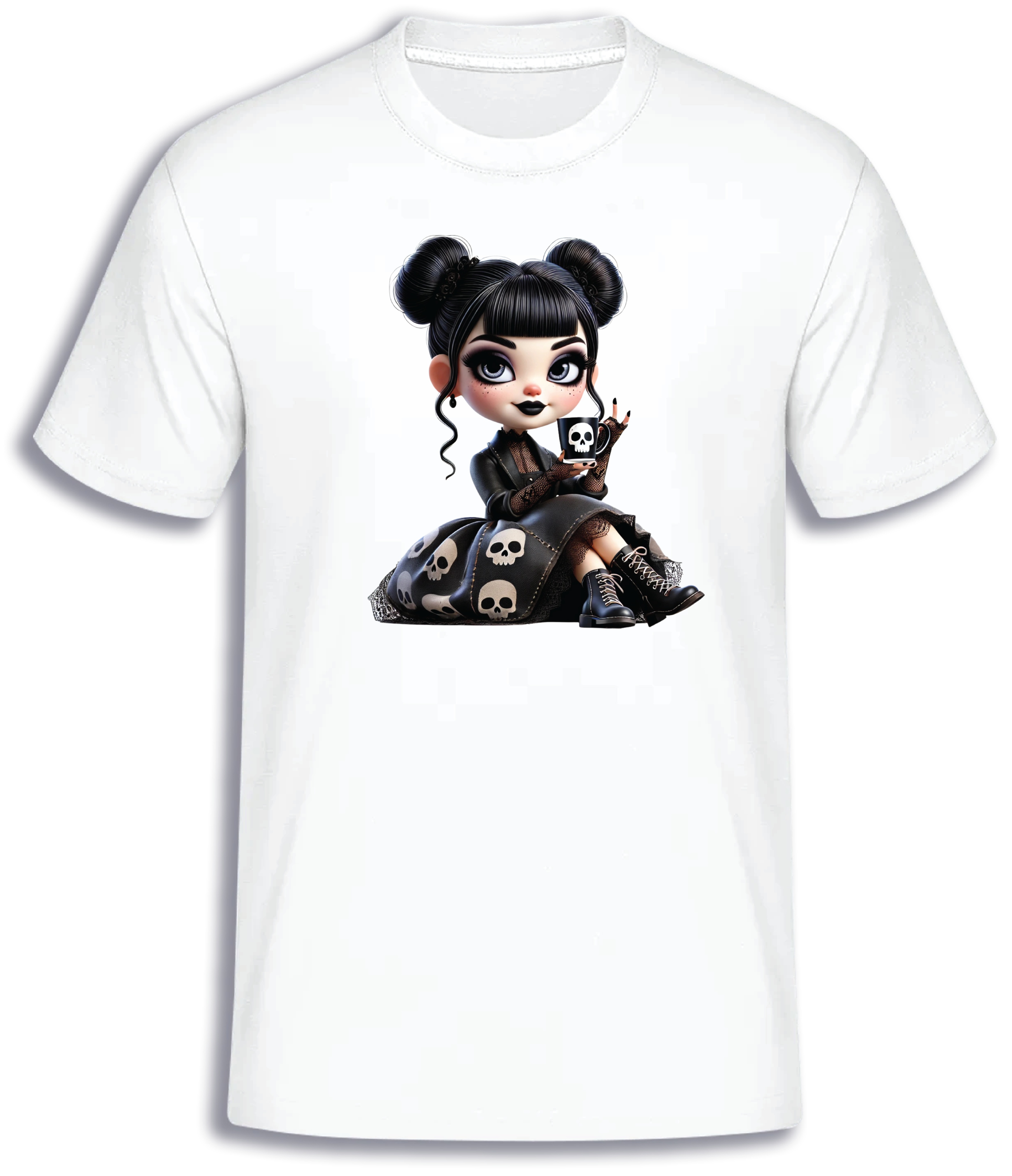 ADROIT CREATIONS GOTH GIRL T-SHIRT (WHITE)