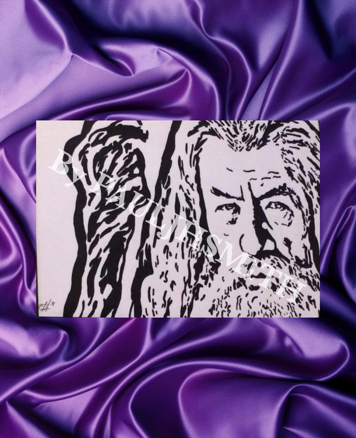Banksy Style Gandalf Canvas Art | Hand Painted Wizard Portrait on Deep Edge Canvas 24x18 Inch | Fantasy Wall Art Inspired by Middle Earth