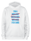 ADROIT CREATIONS I FIX CARS HOODIE (WHITE)