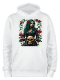 ADROIT CREATIONS GOTH WOMAN ON BIKE HOODIE (WHITE)