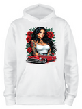 ADROIT CREATIONS LATINO WOMAN & LOWRIDER HOODIE (WHITE)