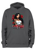 ADROIT CREATIONS LATINO WOMAN & LOWRIDER HOODIE (DEEP BLACK)