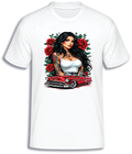 ADROIT CREATIONS LATINO WOMAN & LOWRIDER T-SHIRT (WHITE)