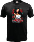 ADROIT CREATIONS LATINO WOMAN & LOWRIDER T-SHIRT (BLACK)