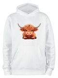 ADROIT KIDS LAYING HIGHLAND COW HOODIE (WHITE)
