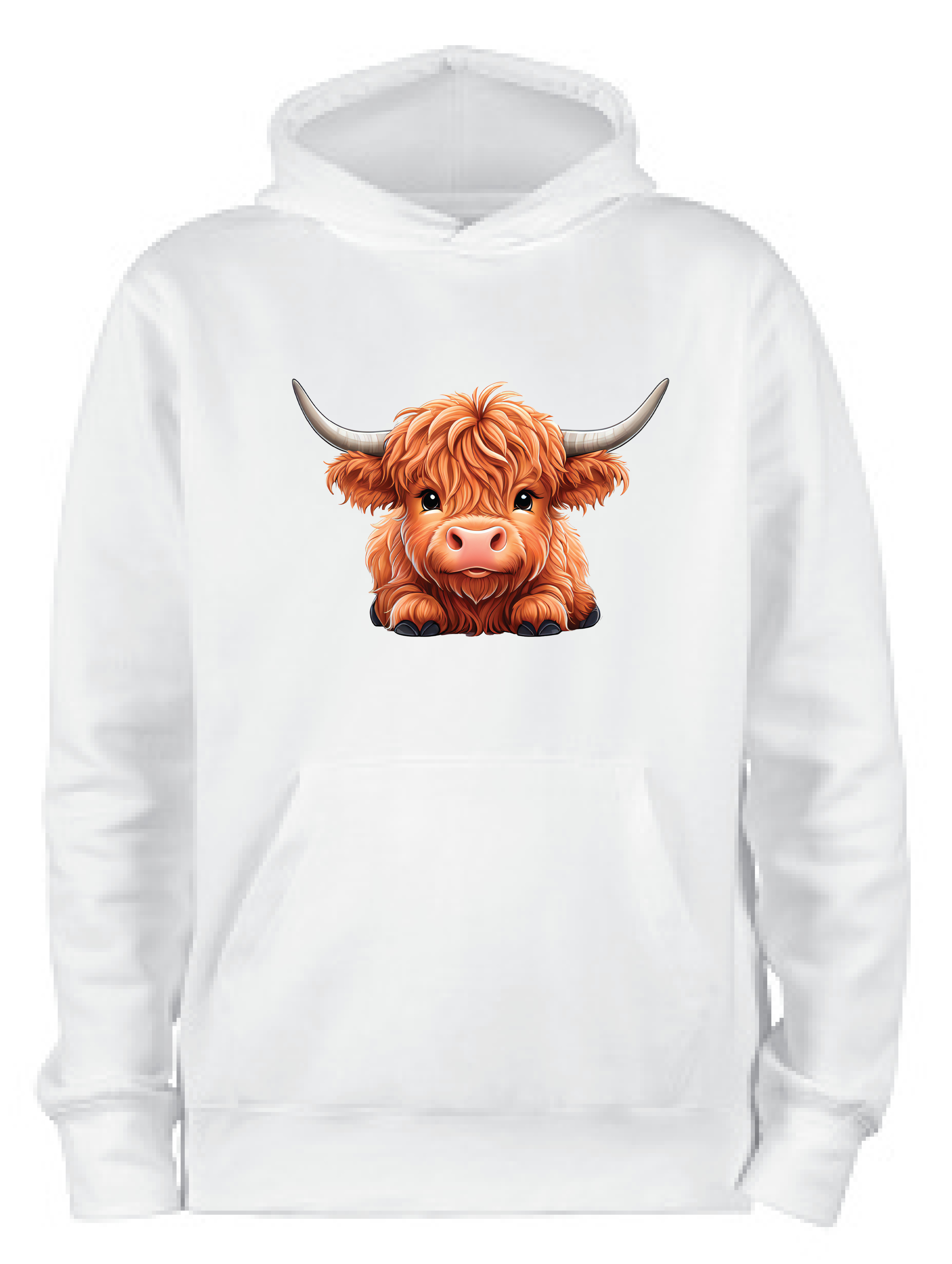 ADROIT KIDS LAYING HIGHLAND COW HOODIE (WHITE)