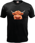ADROIT KIDS LAYING HIGHLAND COW T-SHIRT (BLACK)