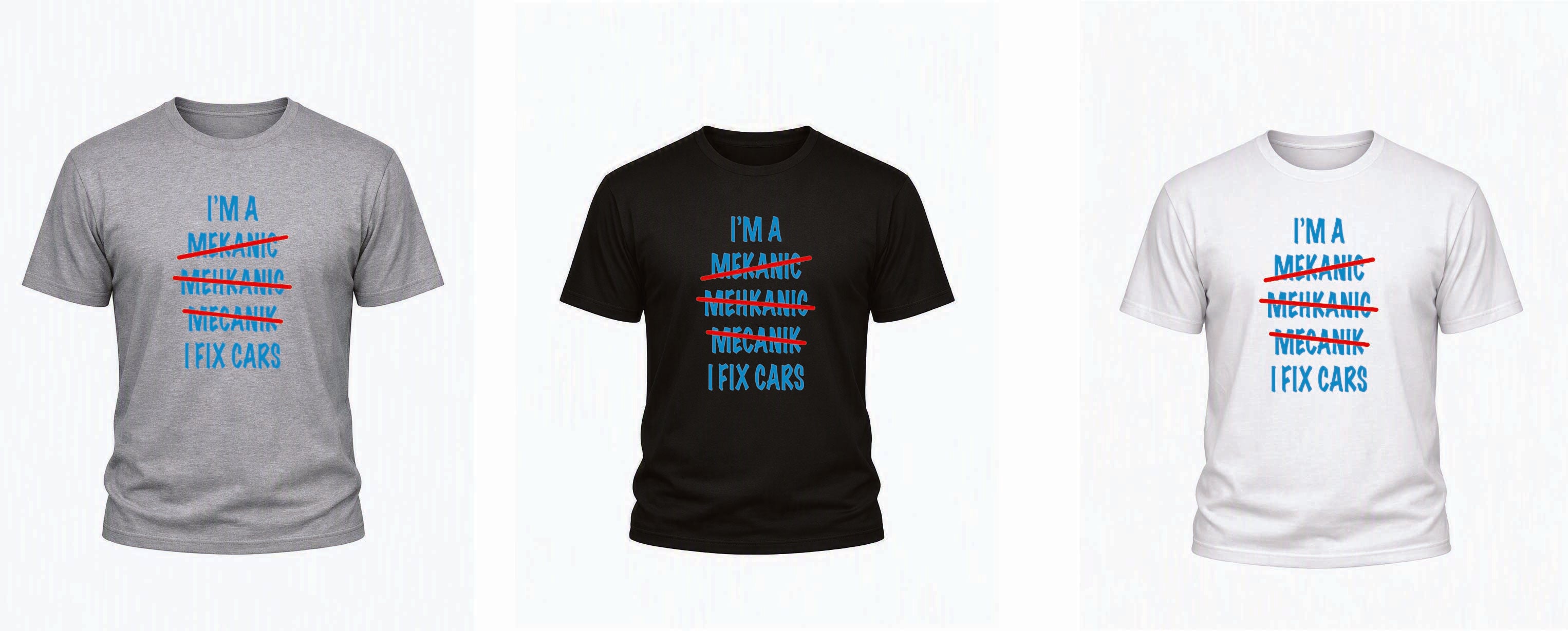 Mechanic Humour T‑Shirt – Adults S–5XL – Black, White & Grey – Adroit Clothing UK