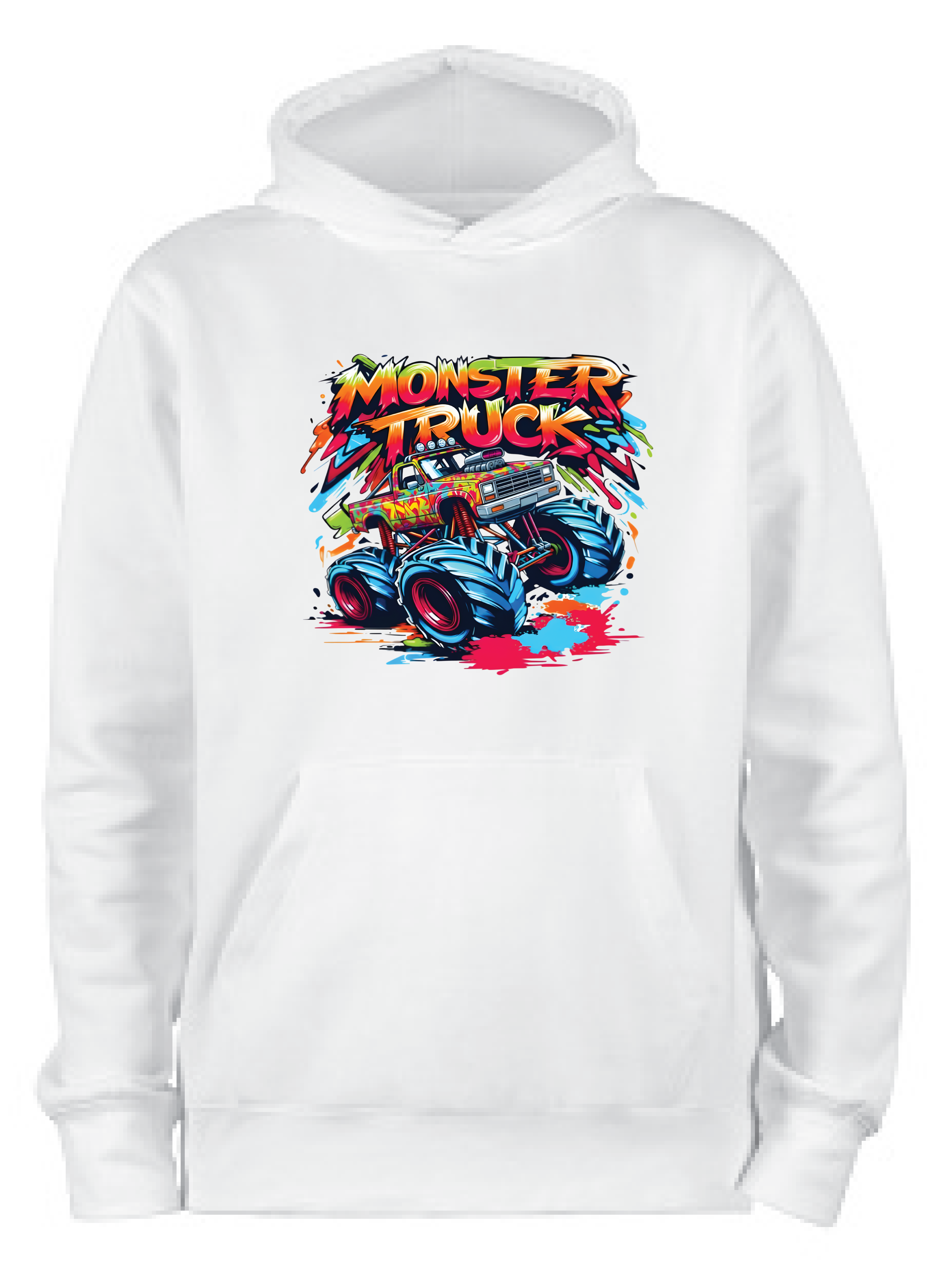 ADROIT KIDS MONSTER TRUCKS HOODIE (WHITE)