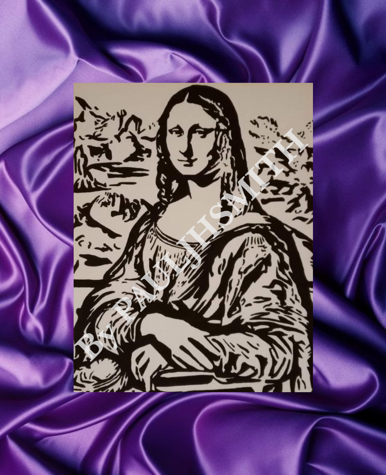 Mona Lisa Canvas Art | Banksy Style Black & White Painting | Hand Painted Pop Art Wall Decor