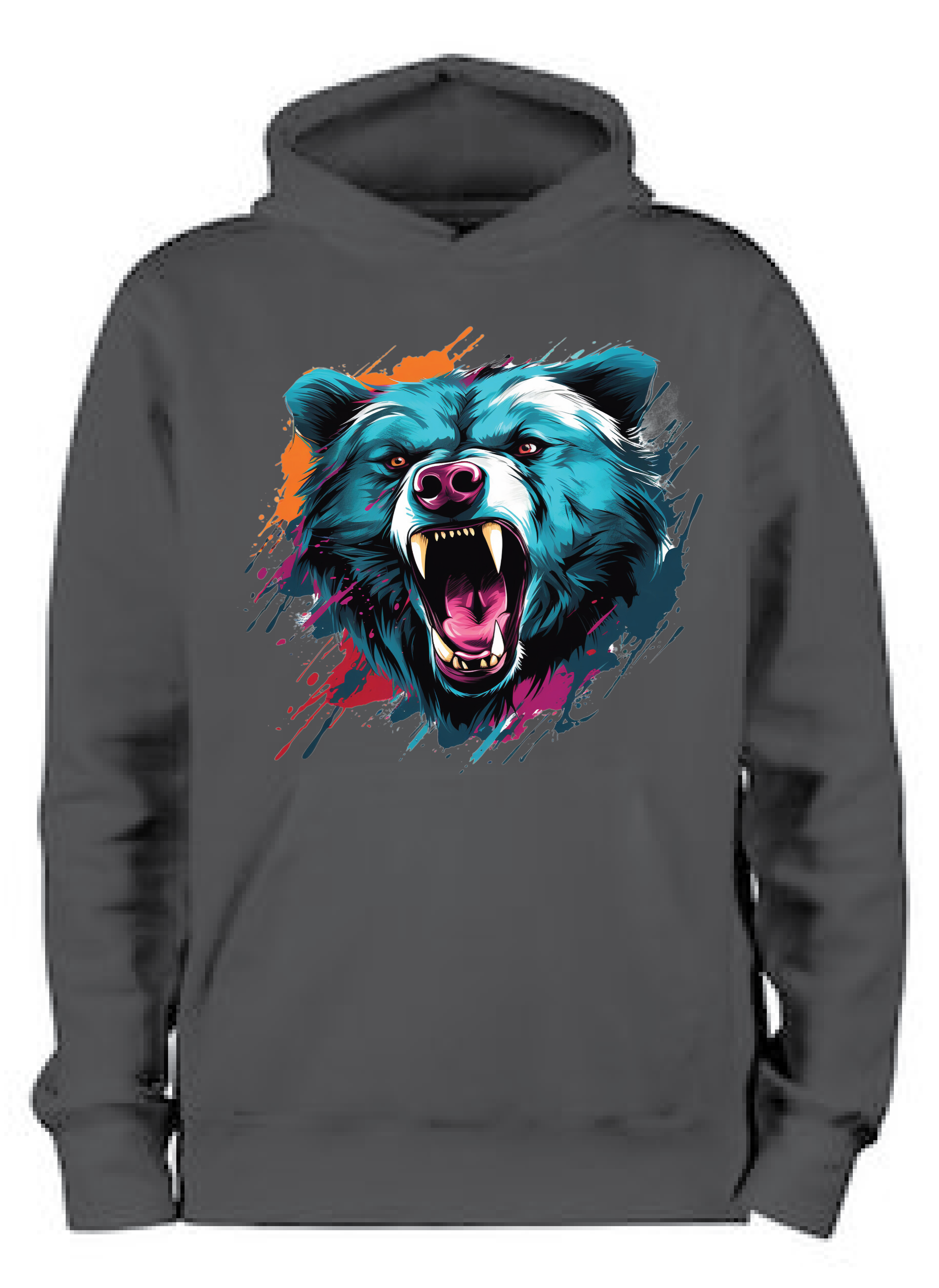 ADROIT CREATIONS NEON ABSTRACT BEAR HOODIE (DEEP BLACK)