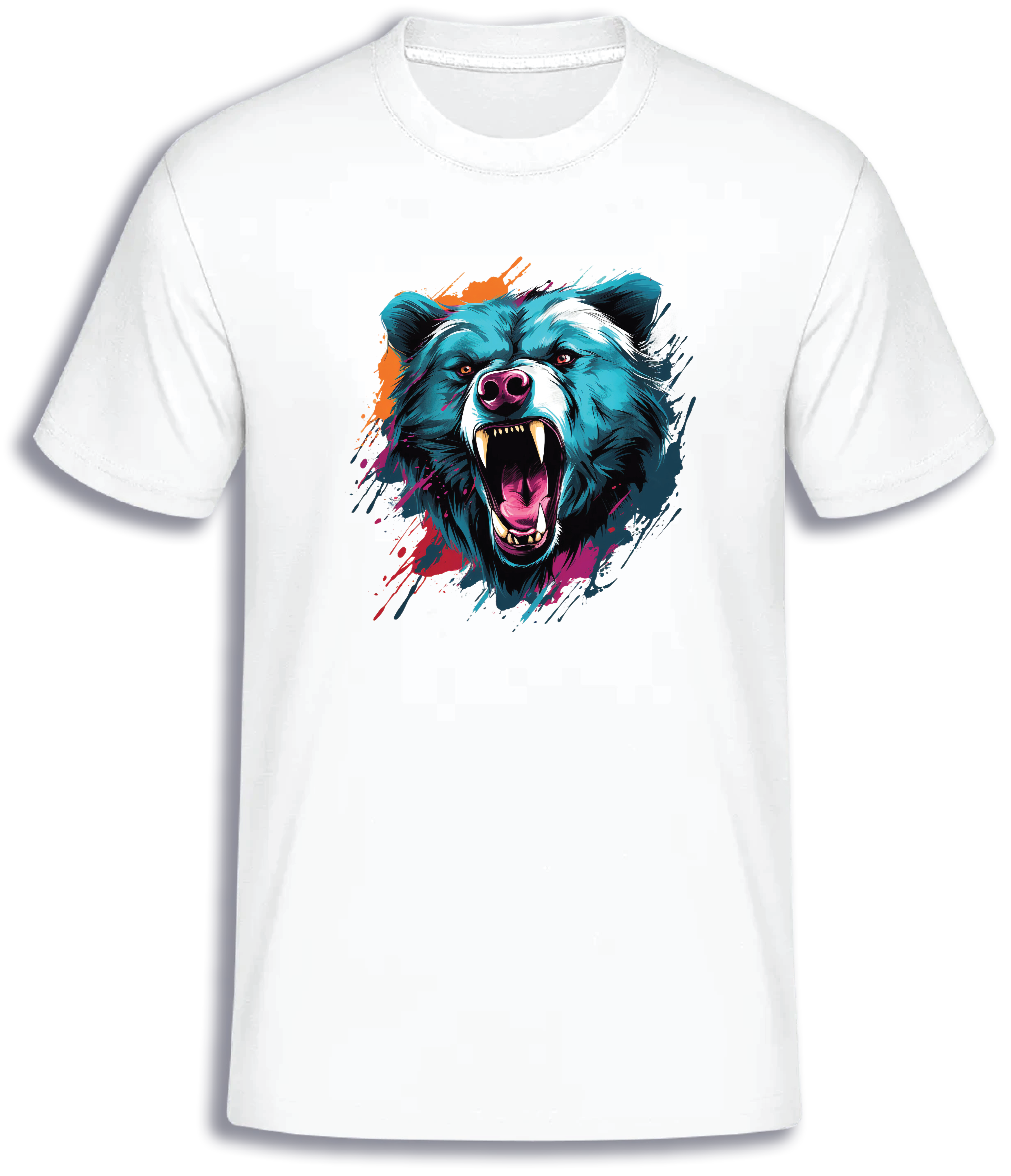 ADROIT CREATIONS NEON ABSTRACT BEAR T-SHIRT (WHITE)