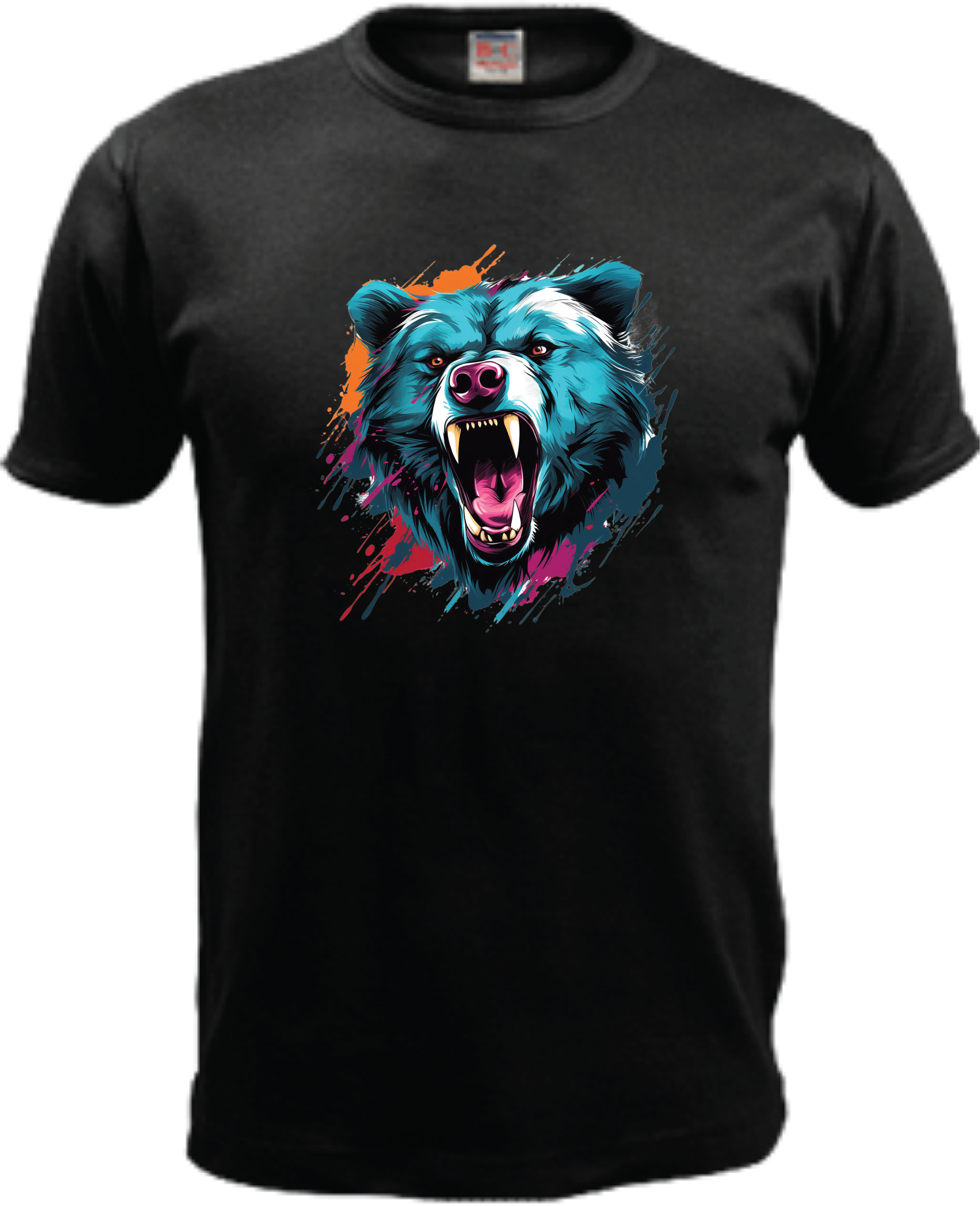 ADROIT CREATIONS NEON ABSTRACT BEAR T-SHIRT (BLACK)