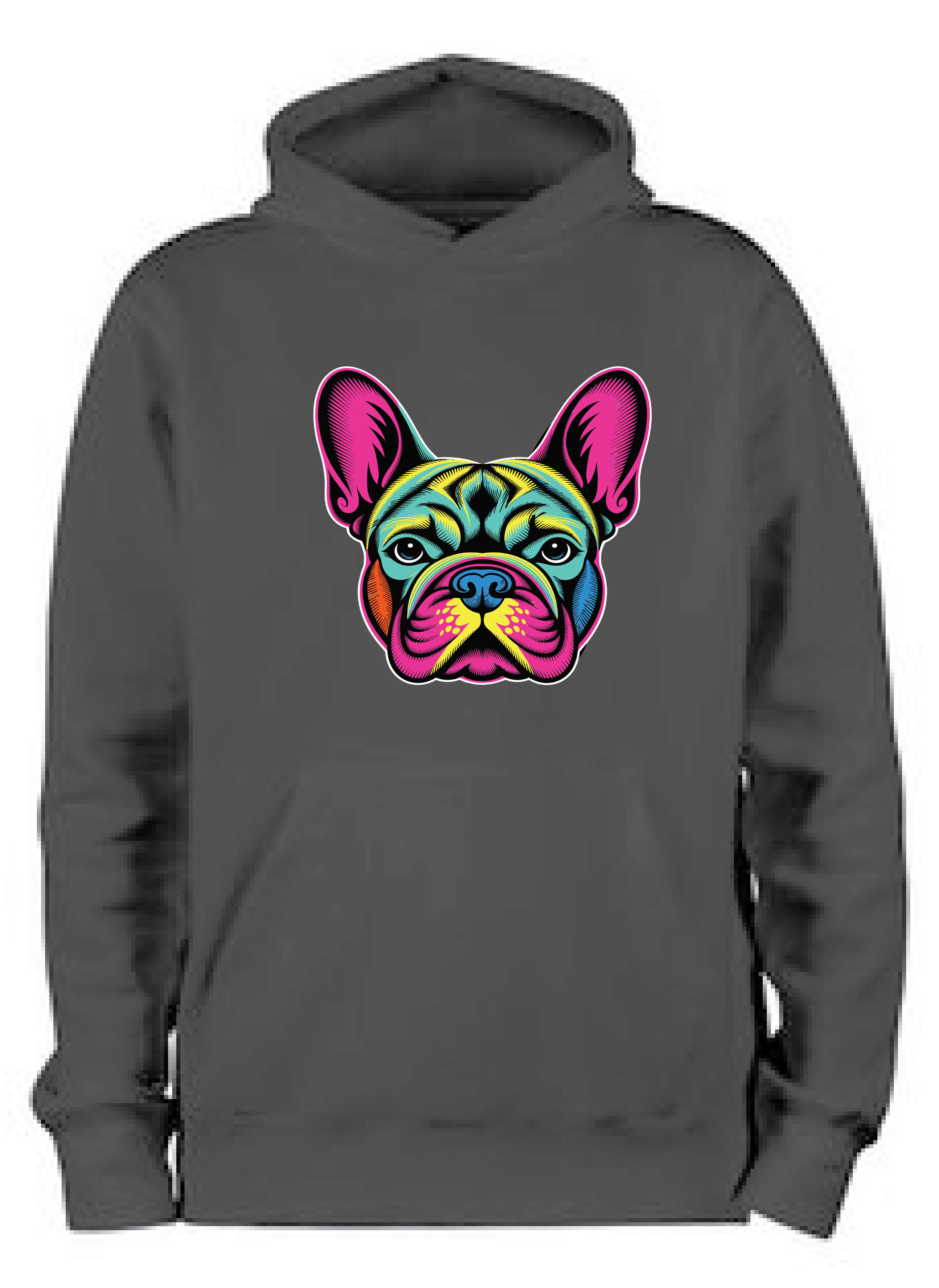 ADROIT CREATIONS NEON ABSTRACT FRENCHIE HOODIE (DEEP BLACK)