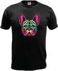 ADROIT CREATIONS NEON ABSTRACT FRENCHIE T-SHIRT (BLACK)