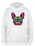 ADROIT CREATIONS NEON ABSTRACT FRENCHIE HOODIE (WHITE)